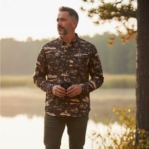 Columbia Mens XL Alderdale Point Cotton Long Sleeve Button Down Shirt Hunting